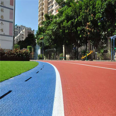 中小學校塑膠跑道 13mm透氣型塑膠跑道 室外運動場地面材料